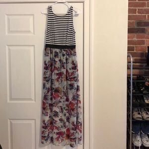 Xhilaration Dresses - Floral and black/white striped maxi dress Xhilaration Dresses - Floral and black/white striped maxi dress